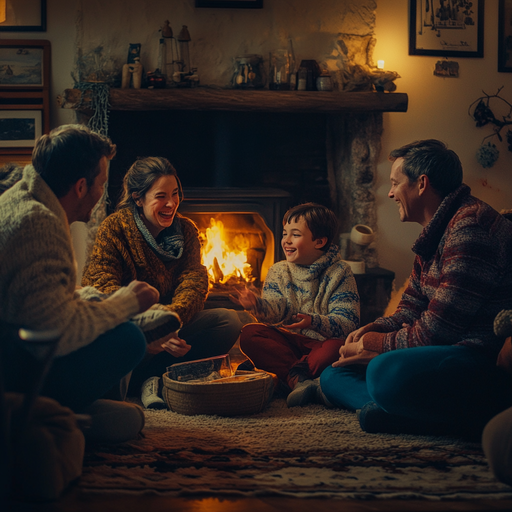 Fireside Family Fun: A Moment of Warmth and Laughter