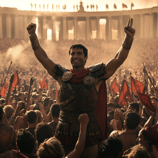 Roman Triumph: A Soldier’s Victory Celebrated by the Crowd