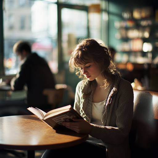 Lost in the Pages: A Moment of Tranquility in a Cozy Cafe