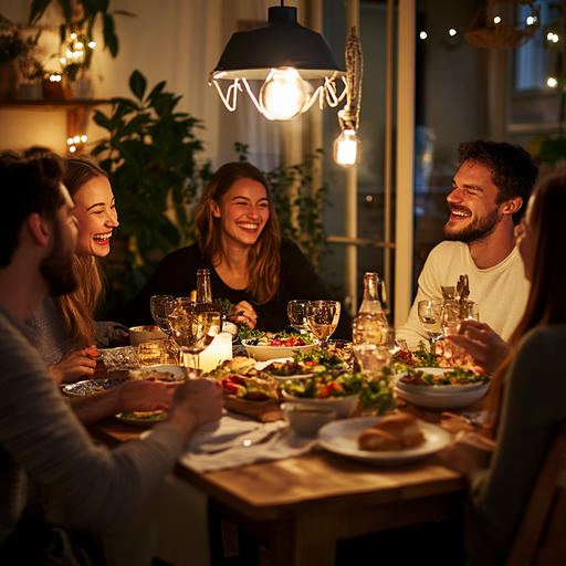 Laughter and Warmth: Friends Sharing a Joyful Meal