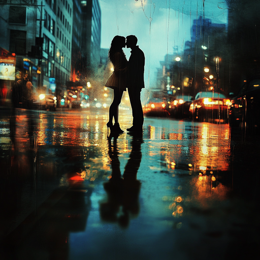 Silhouettes of Love in the Rain