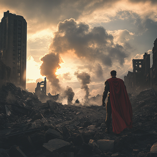 Hope Amidst the Ruins: A Lone Figure Stands Tall