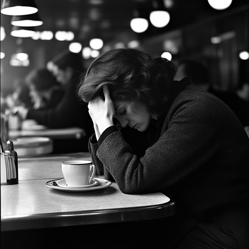 Lost in Thought: A Moment of Melancholy at the Cafe