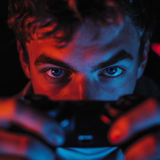 The Glow of Competition: A Gamer’s Focus Under the Neon Lights