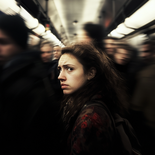 Lost in the Blur: A Moment of Solitude on the Subway