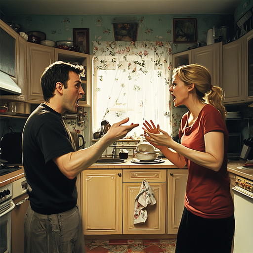 Kitchen Confrontation: A Couple’s Heated Argument