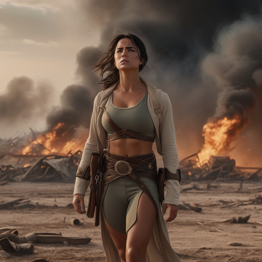 Hope Amidst the Ashes: A Woman’s Resolve in a Post-Apocalyptic World