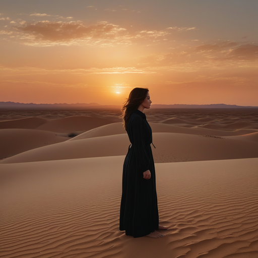 Silhouetted in Solitude: A Woman’s Contemplation at Sunset