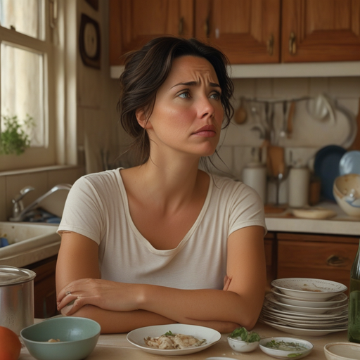 A Moment of Quiet Reflection in a Messy Kitchen