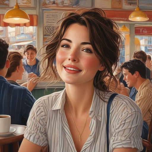 A Warm Smile in a Sunlit Cafe