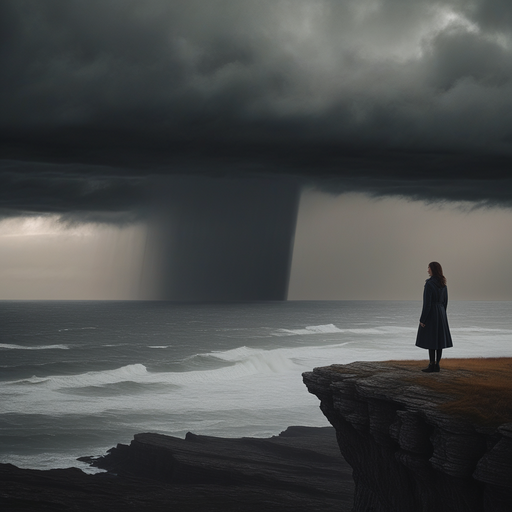 A Lone Figure Faces the Storm’s Fury