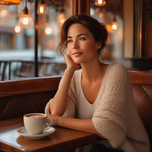 Tranquility in a Cup: A Moment of Contemplation at a Cozy Cafe