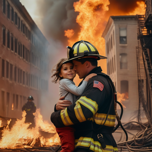 Heroic Rescue Amidst the Flames: Firefighter’s Tender Embrace Offers Hope in the Face of Danger