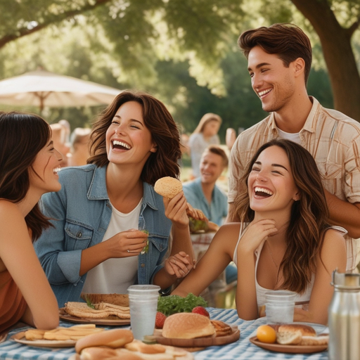 Friends Share Laughter and Sunshine at a Joyful Picnic