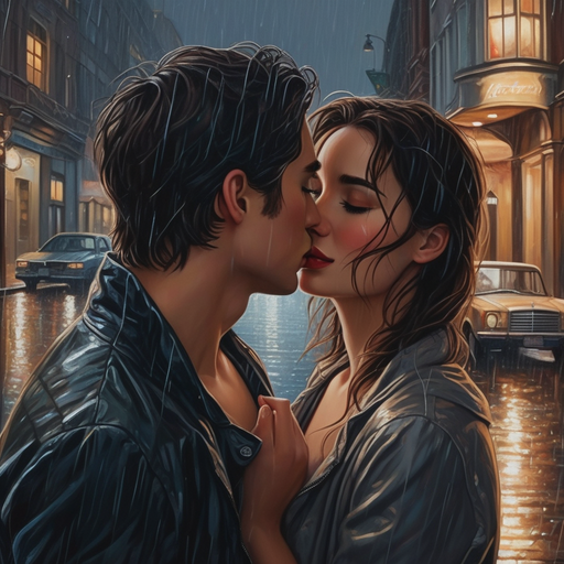 A Kiss in the Rain: Romance Blooms Under the City Lights