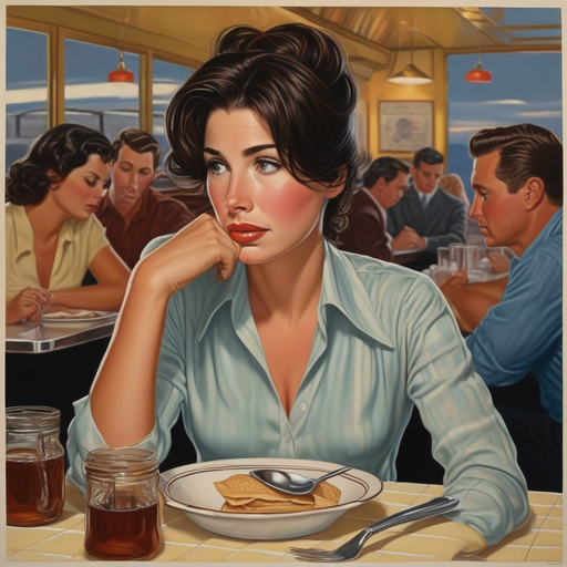 Lost in Thought: A Moment of Melancholy in a Retro Diner