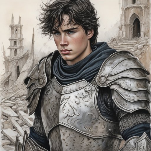 A Hero’s Burden: Youthful Knight Amidst Ruins