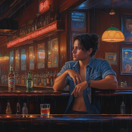 Lost in Thought: A Moment of Melancholy at the Bar