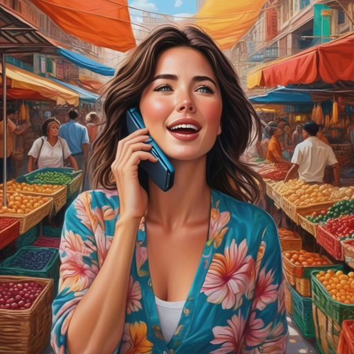 Vibrant Market Life: A Woman’s Joyful Call