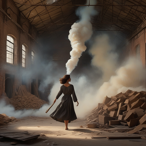 Lost in the Smoke: A Woman’s Ethereal Journey