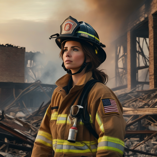 Firefighter Stands Tall Amidst the Ashes