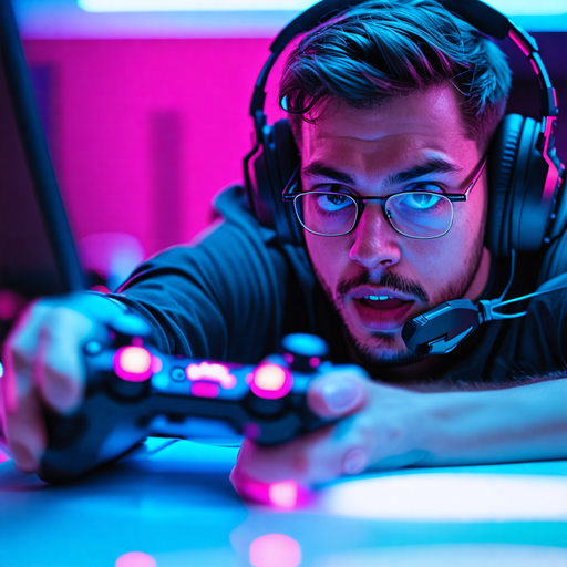 Neon Nights: Gamer’s Focus Under the Glow