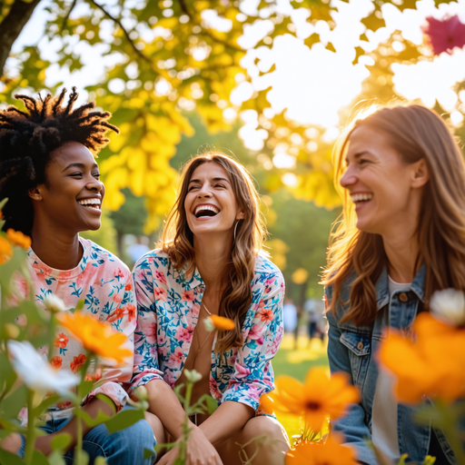 Sun-Kissed Laughter: Friends Embrace Joy in a Field of Yellow Flowers