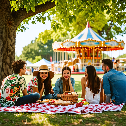 Laughter and Sunshine: Friends Enjoy a Perfect Picnic Day