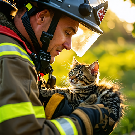 Firefighter Finds Unexpected Comfort in Rescued Kitten