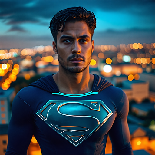 Superman Stands Guard, City Lights His Witness