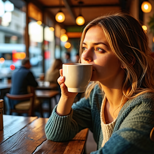 Lost in Thought: A Moment of Calm in a Busy Cafe