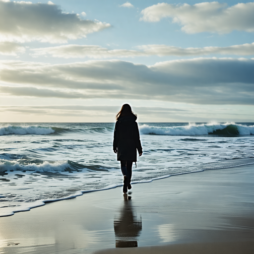 Lost in the Vastness: A Solitary Figure Contemplates the Stormy Sea