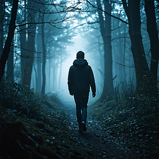 Lost in the Mist: A Solitary Figure Walks into the Unknown