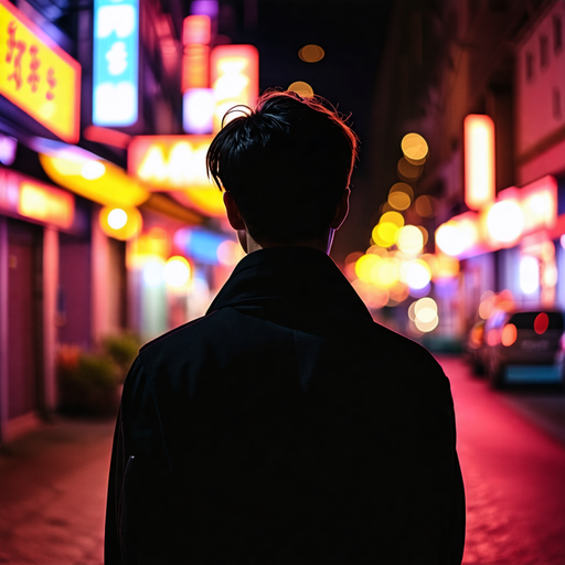 Lost in the Neon Glow: A Silhouette of Mystery