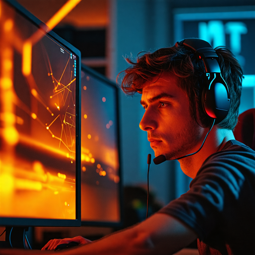 Lost in the Digital Realm: A Gamer’s Intense Focus