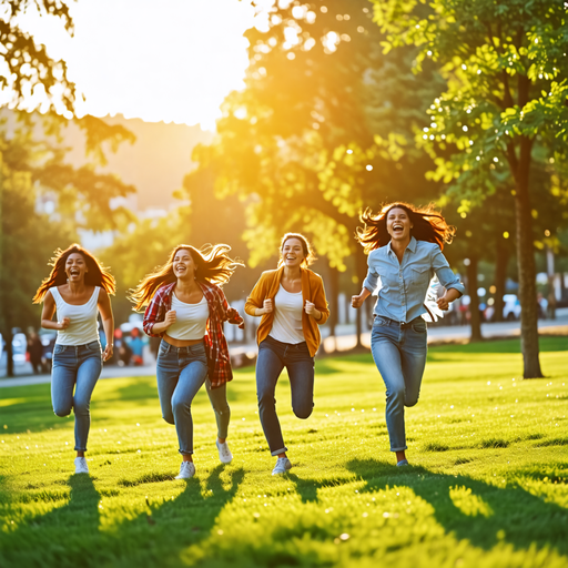 Sun-Kissed Joy: Four Friends Embrace the Day