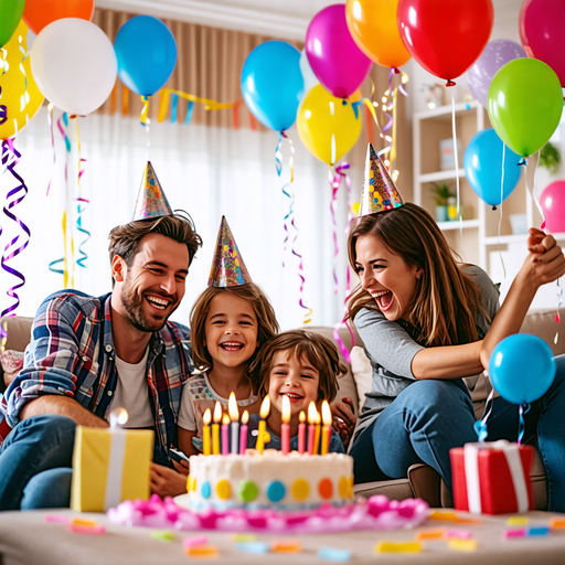 Birthday Joy: A Family Celebrates with Cake and Smiles