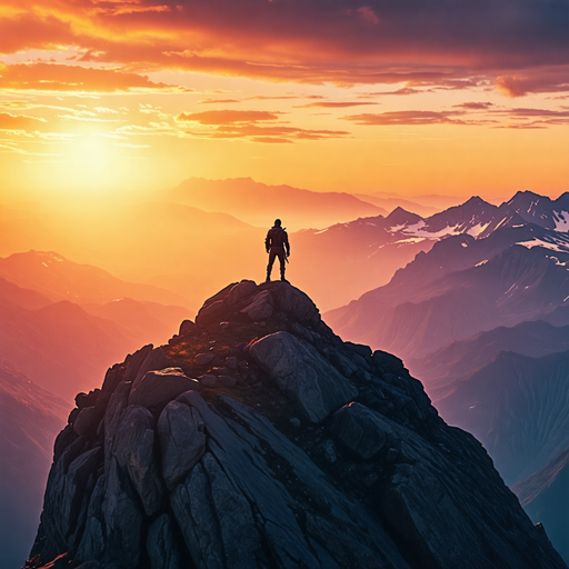 Silhouetted Serenity: A Lone Figure Contemplates the Sunset