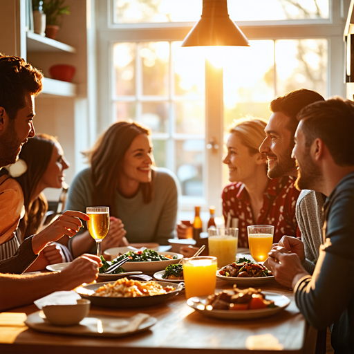 Golden Hour Gathering: Friends Share Laughter and Warmth