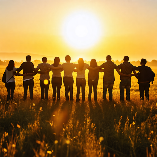 Silhouettes of Friendship Against a Hopeful Sunset