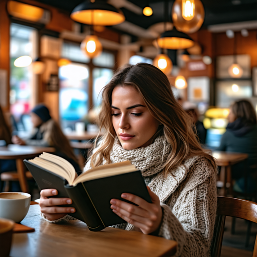 Lost in the Pages: A Moment of Tranquility in a Cozy Cafe