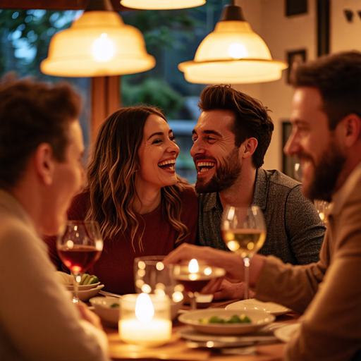 Laughter and Light: Friends Share a Joyful Dinner