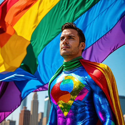 Superhero Stands Tall for Pride