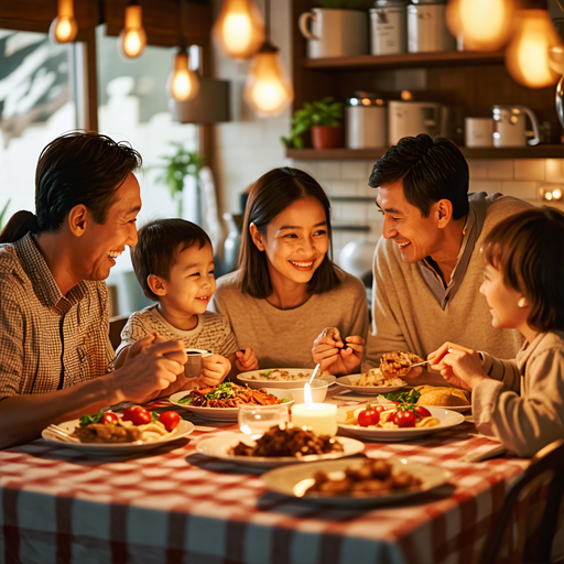 A Family’s Joyful Gathering Around a Candlelit Table