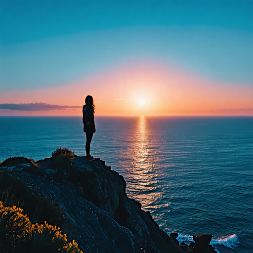 Silhouetted Solitude at Sunset