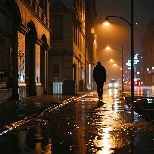 Lost in the Shadows: A Gloomy Nighttime Stroll