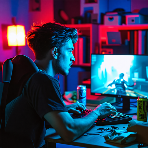 Lost in the Glow: A Gamer’s Intense Focus