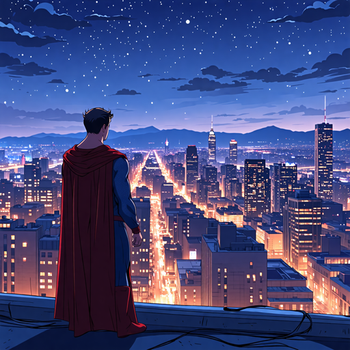 A City Under the Stars: Superman Contemplates the Night