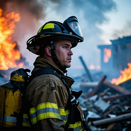 Firefighter Braces Against the Flames