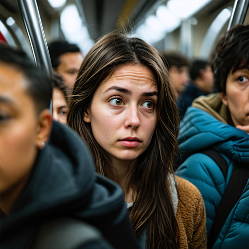 Lost in Thought: A Moment of Melancholy on the Subway